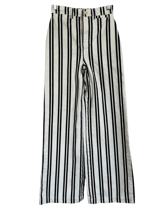 Reformation Denim - Reformation Logan Ultra High Rise Wide Leg Jeans Size 25 Black White Stripe
